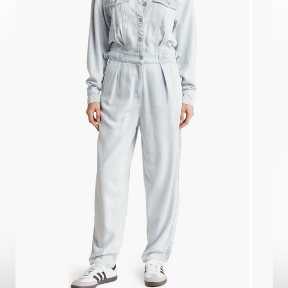 7 For All Mankind Denim Lustre Balloon Sleeve Jumpsuit ✨ Isadora | so soft!! - Picture 11 of 15